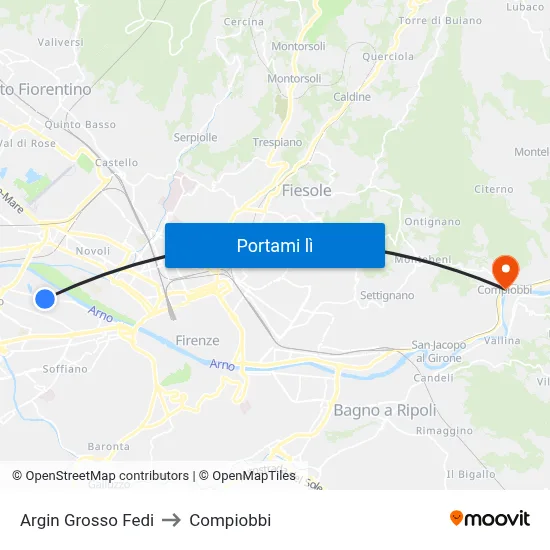 Argin Grosso Fedi to Compiobbi map
