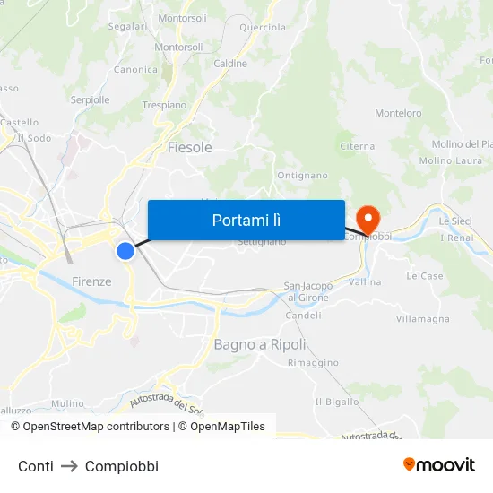 Conti to Compiobbi map