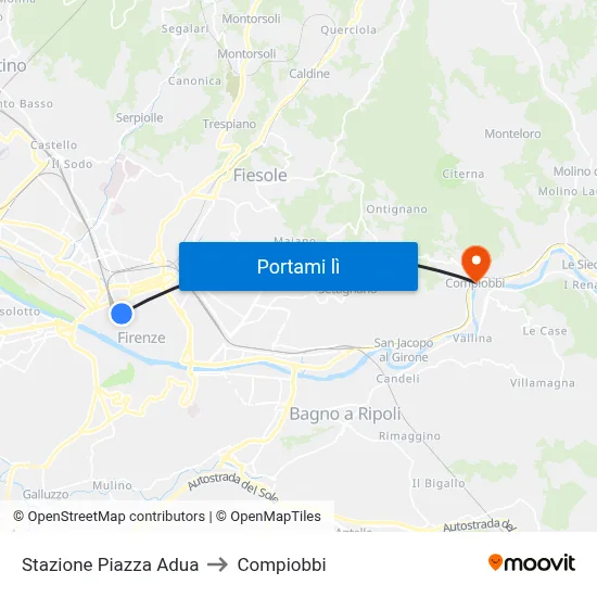 Stazione Piazza Adua to Compiobbi map