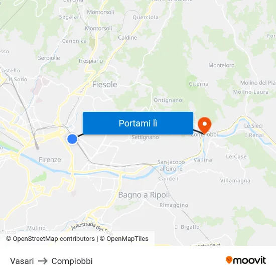 Vasari to Compiobbi map
