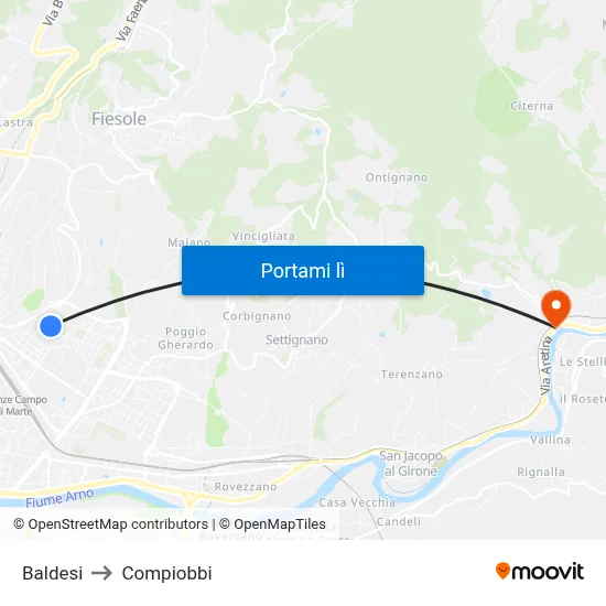Baldesi to Compiobbi map