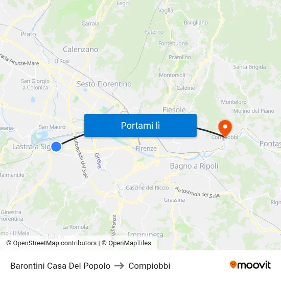 Barontini Casa Del Popolo to Compiobbi map
