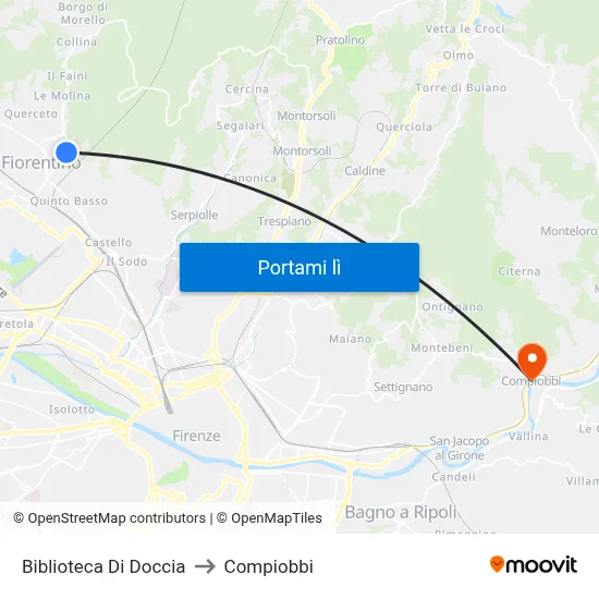 Biblioteca Di Doccia to Compiobbi map