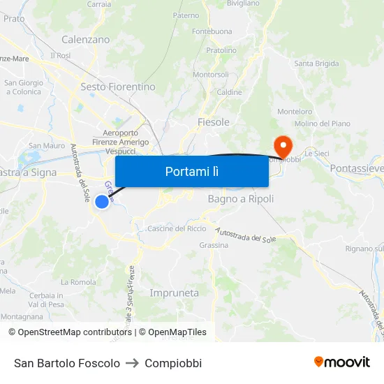 San Bartolo Foscolo to Compiobbi map