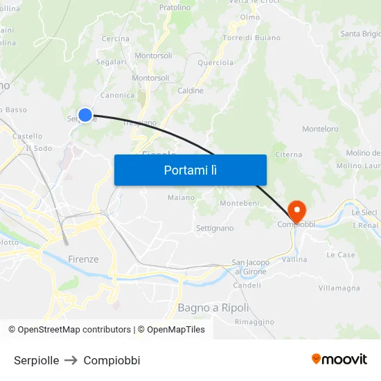 Serpiolle to Compiobbi map