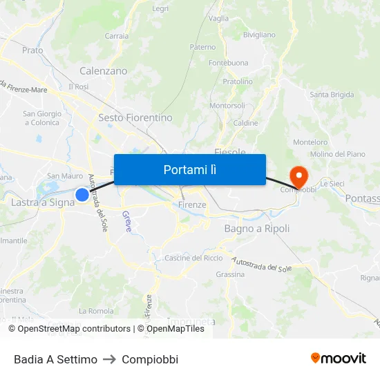 Badia A Settimo to Compiobbi map