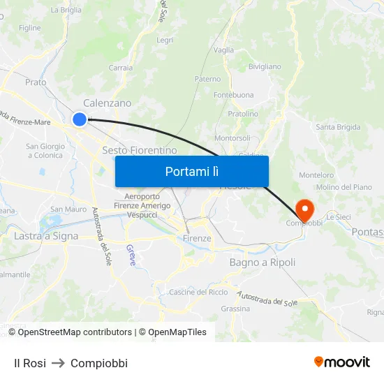 Il Rosi to Compiobbi map