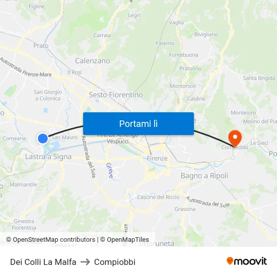 Dei Colli La Malfa to Compiobbi map