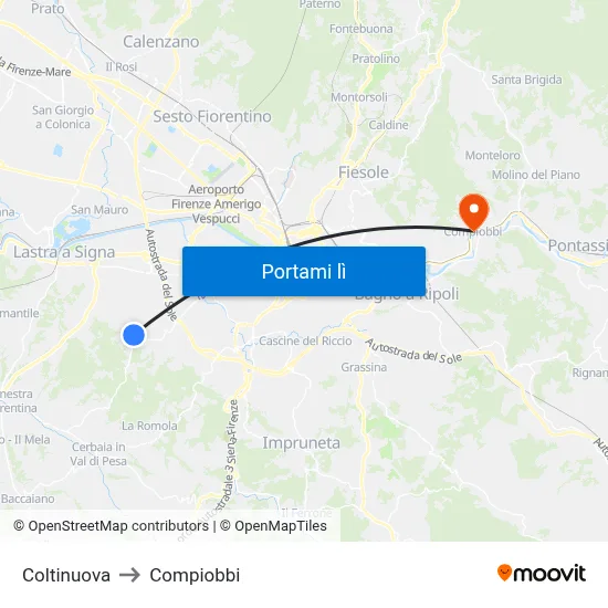 Coltinuova to Compiobbi map