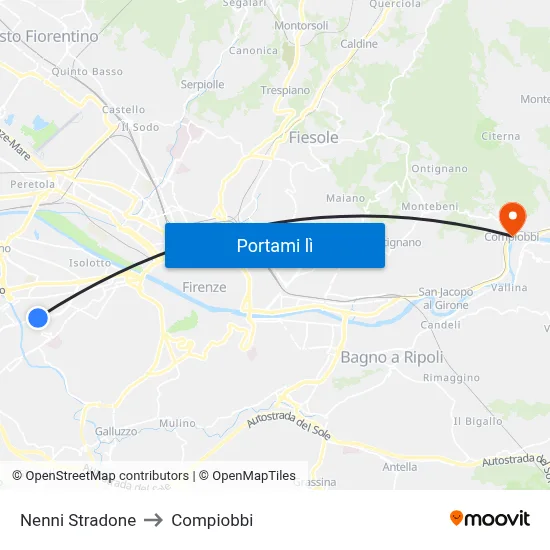 Nenni Stradone to Compiobbi map