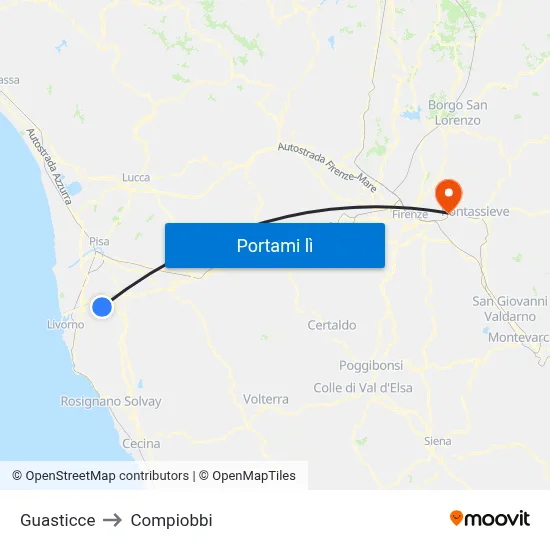 Guasticce to Compiobbi map