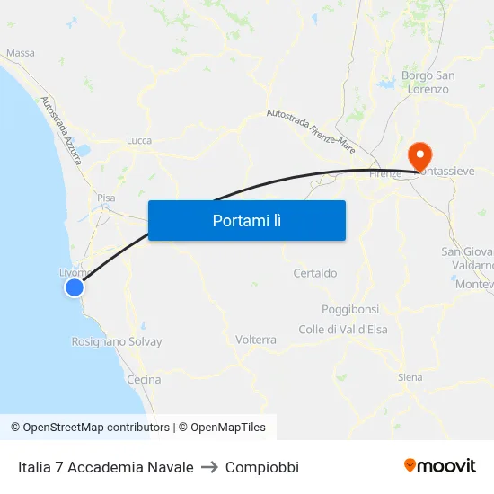 Italia 7 Accademia Navale to Compiobbi map