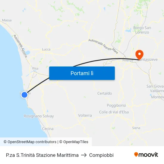 P.za S.Trinità Stazione Marittima to Compiobbi map