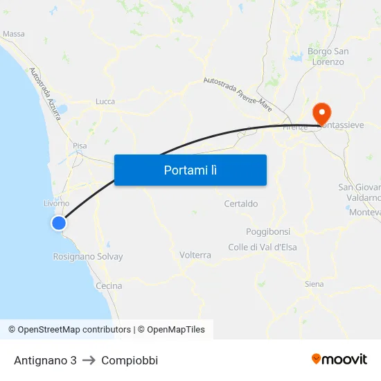 Antignano 3 to Compiobbi map