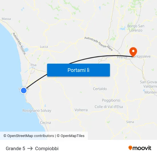 Grande 5 to Compiobbi map