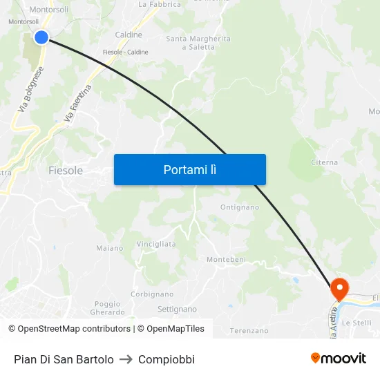 Pian Di San Bartolo to Compiobbi map
