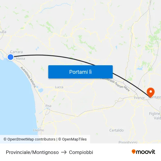 Provinciale/Montignoso to Compiobbi map