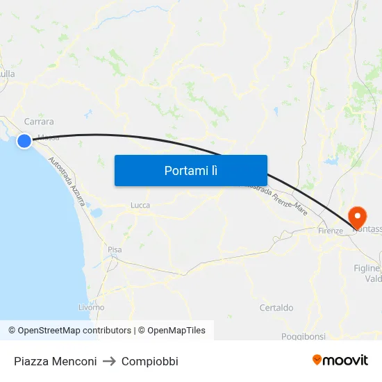 Piazza Menconi to Compiobbi map