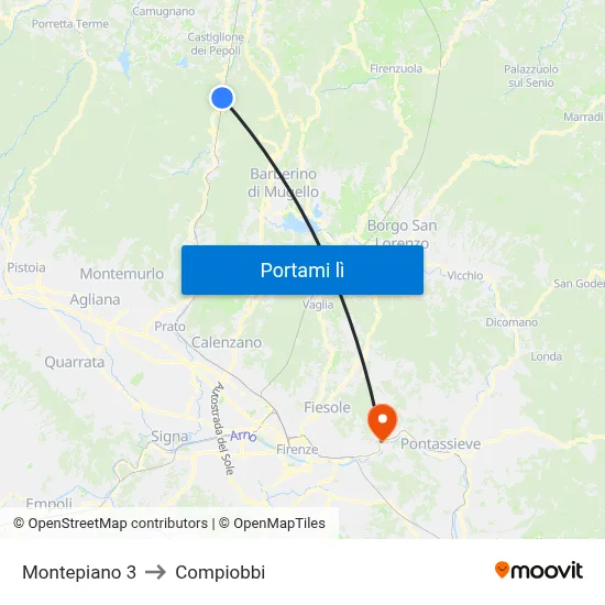 Montepiano 3 to Compiobbi map