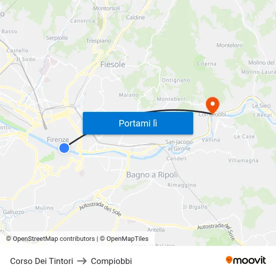 Corso Dei Tintori to Compiobbi map