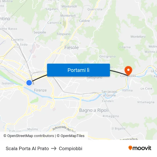 Scala Porta Al Prato to Compiobbi map