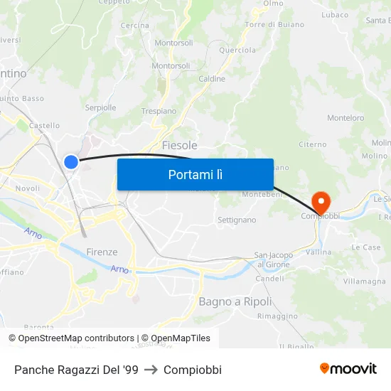 Panche Ragazzi Del '99 to Compiobbi map