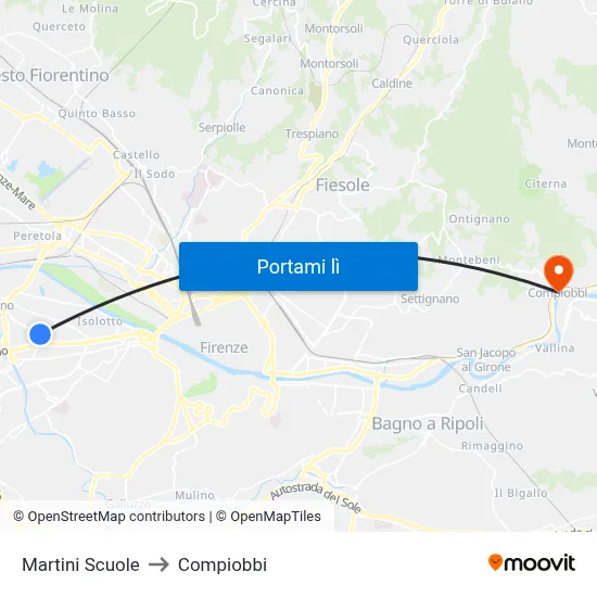 Martini Scuole to Compiobbi map