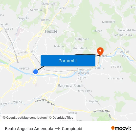 Beato Angelico Amendola to Compiobbi map