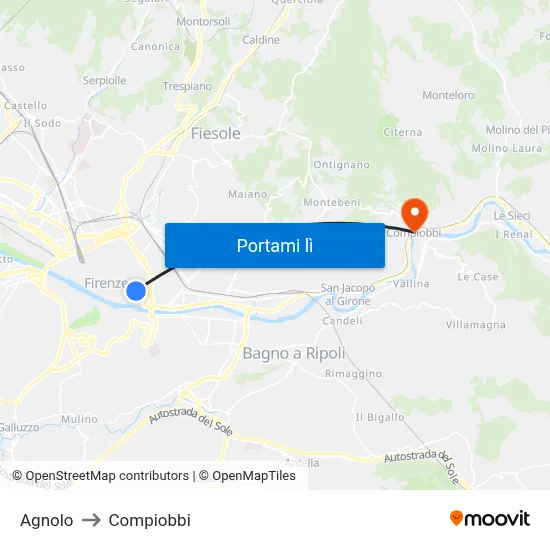 Agnolo to Compiobbi map