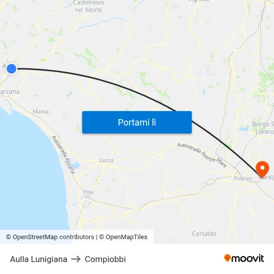 Aulla Lunigiana to Compiobbi map