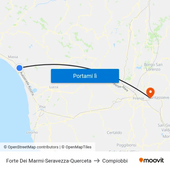 Forte Dei Marmi-Seravezza-Querceta to Compiobbi map