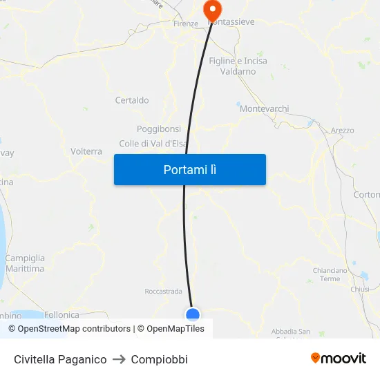 Civitella Paganico to Compiobbi map