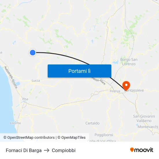 Fornaci Di Barga to Compiobbi map
