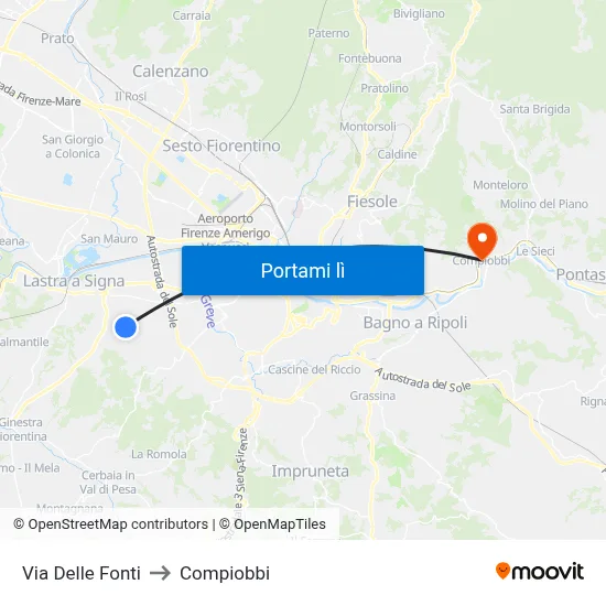 Via Delle Fonti to Compiobbi map