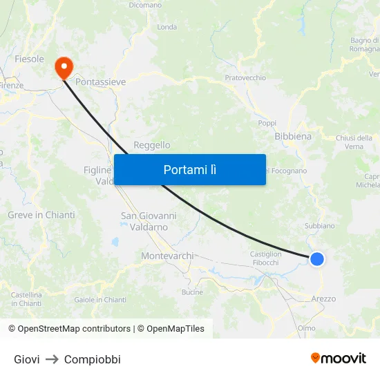 Giovi to Compiobbi map