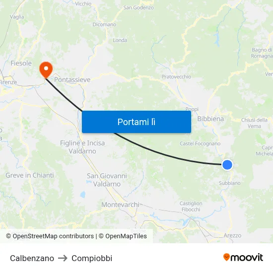 Calbenzano to Compiobbi map