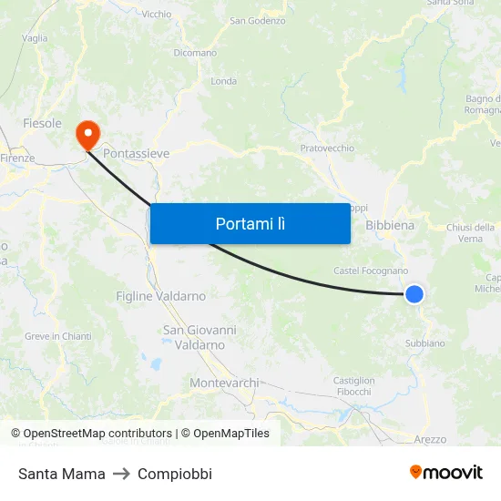 Santa Mama to Compiobbi map