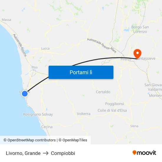 Livorno, Grande to Compiobbi map