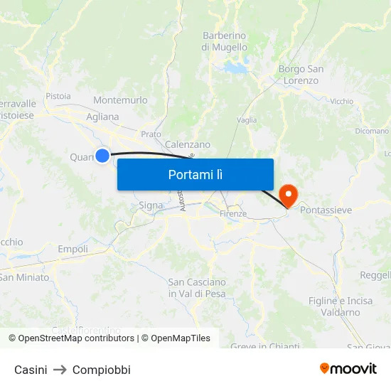 Casini to Compiobbi map