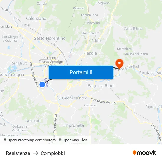 Resistenza to Compiobbi map