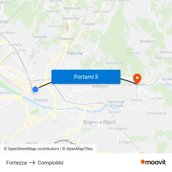 Fortezza to Compiobbi map