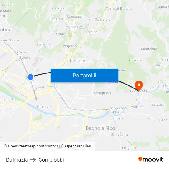 Dalmazia to Compiobbi map