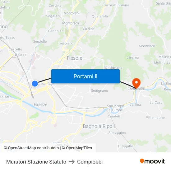 Muratori-Stazione Statuto to Compiobbi map