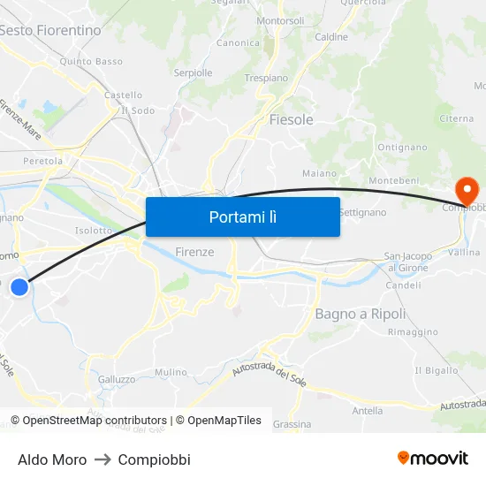 Aldo Moro to Compiobbi map