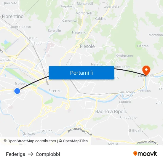 Federiga to Compiobbi map