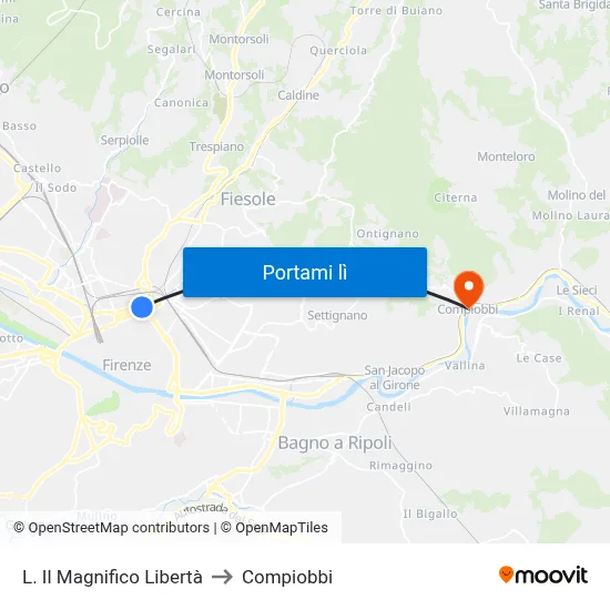 L. Il Magnifico Libertà to Compiobbi map