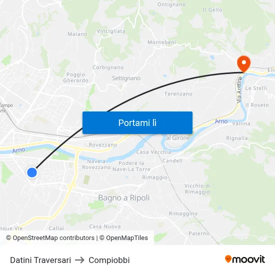 Datini Traversari to Compiobbi map