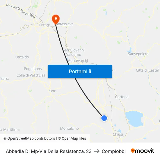 Abbadia Di Mp-Via Della Resistenza, 23 to Compiobbi map