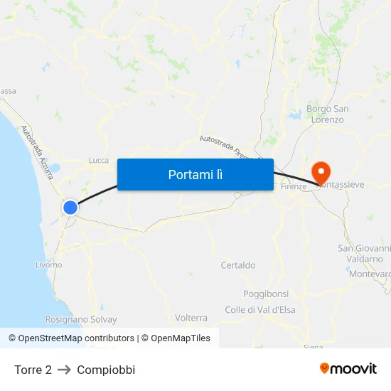 Torre 2 to Compiobbi map