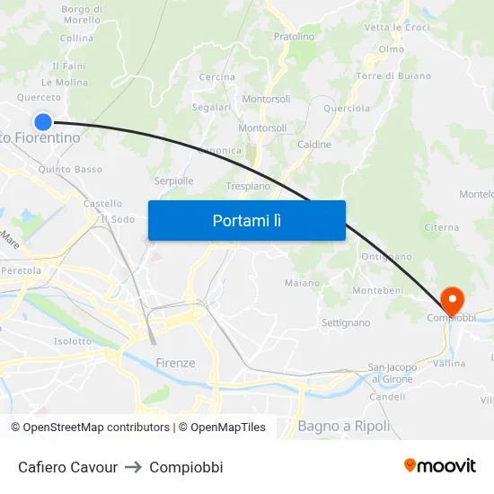 Cafiero Cavour to Compiobbi map